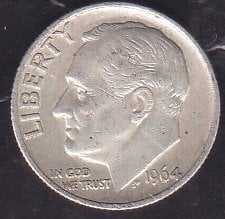 Amerika 1 Dime 1964 Gümüş ( 2.5 Gram )