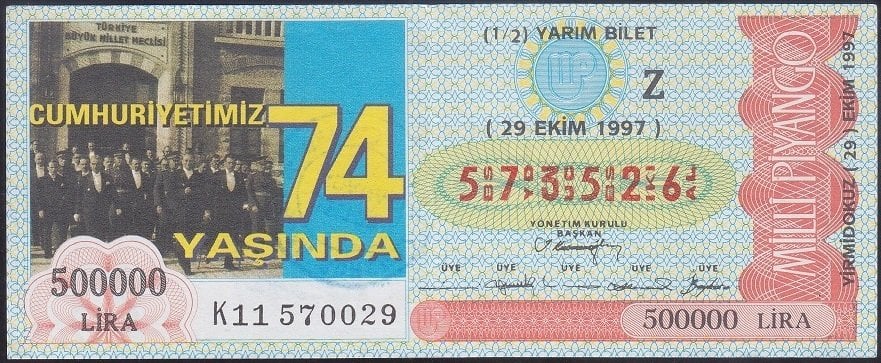 1997 29 EKİM YARIM BİLET - Z SERİSİ