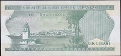 6.Emisyon 2.Tertip 10 Lira L18 061346 Çilaltı Çil ( Bandrol baskı izi var)