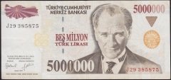 7.Emisyon 5 000 000 Lira J29 385875 Çok Temiz+