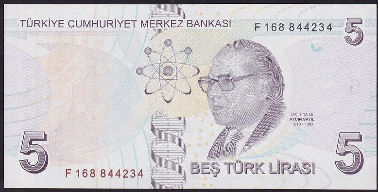 9.Emisyon 6.Tertip 5 Lira F168 8442xx Çil