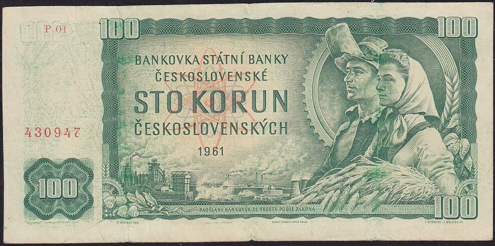 Çekoslovakya 100 Korun 1961 Çok Temiz