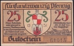 ALMANYA 25 PFENNİNG NOTGELD 1920 ÇİL