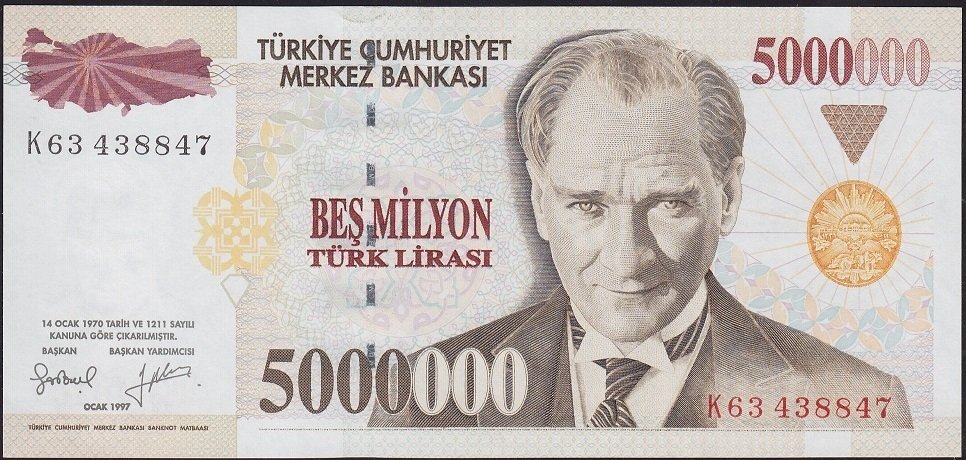 7.Emisyon 5 000 000 Lira K63 438847 Çil