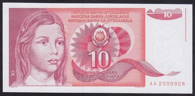 Yugoslavya 10 Dinar 1990 Çil Pick 103