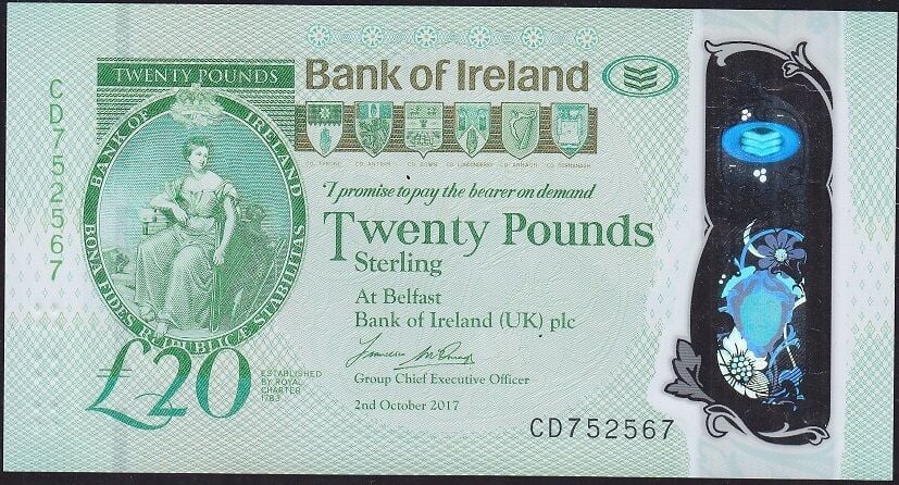 İrlanda 20 Pound 2017 Çil Polymer Pick 92
