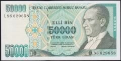 7.Emisyon 2.Tertip 50000 Lira L86 629658 Çilaltı