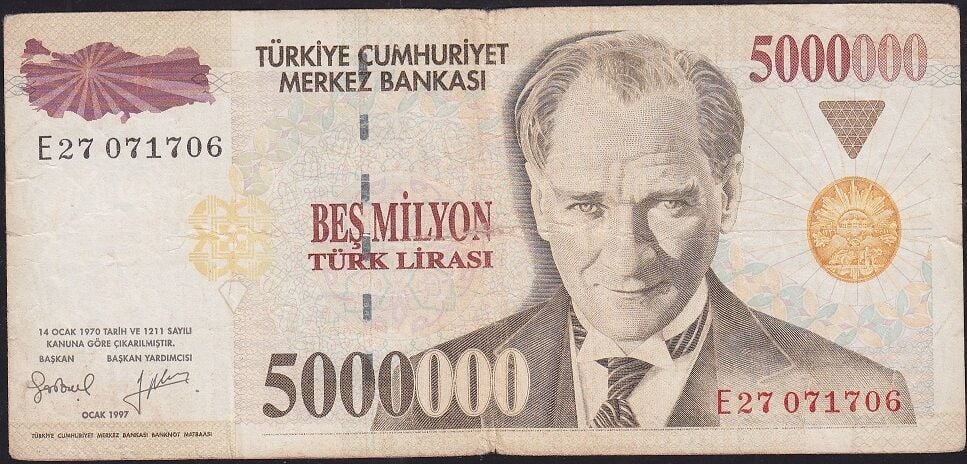 7.Emisyon 5 000 000 Lira E27 071706 Çok Temiz