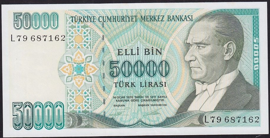 7.Emisyon 2.Tertip 50000 Lira L79 687162 Çilaltı