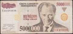 7.Emisyon 5 000 000 Lira E24 493838 Çok Temiz