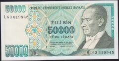 7.Emisyon 2.Tertip 50000 Lira L63 619945 Çil