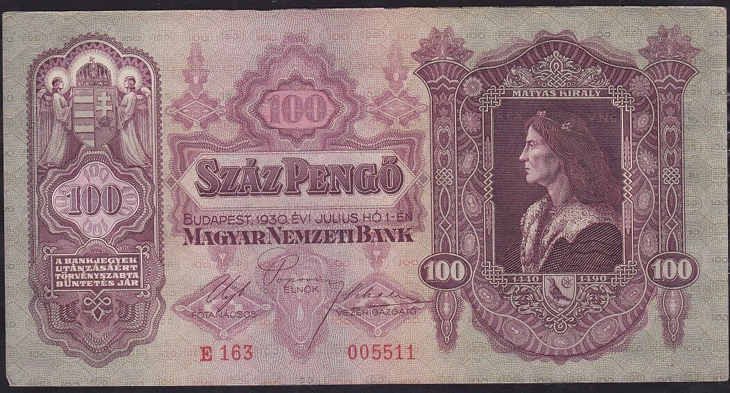 Macaristan 100 Pengo 1930 Çilaltı Çil