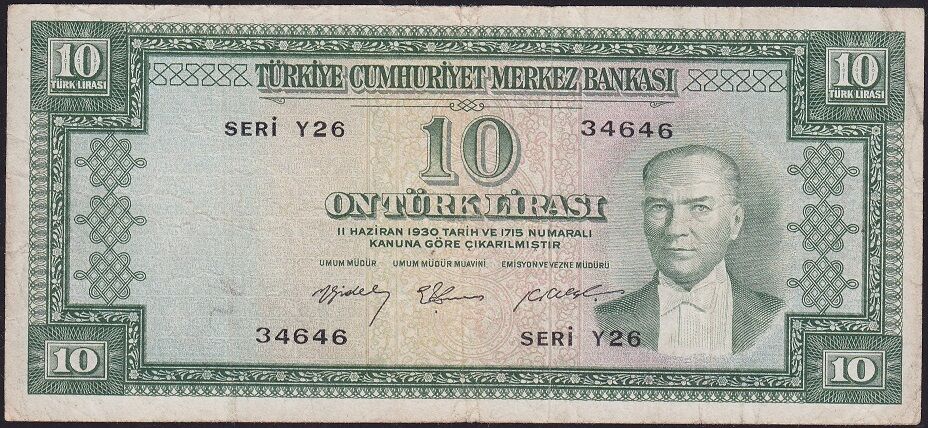 5.Emisyon 3.Tertip 10 Lira Y26 34646 Çok Temiz