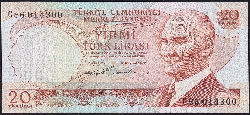 6.Emisyon 2.Tertip 20 Lira C86 014300 Çilaltı Çil