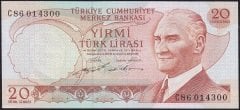 6.Emisyon 2.Tertip 20 Lira C86 014300 Çilaltı Çil