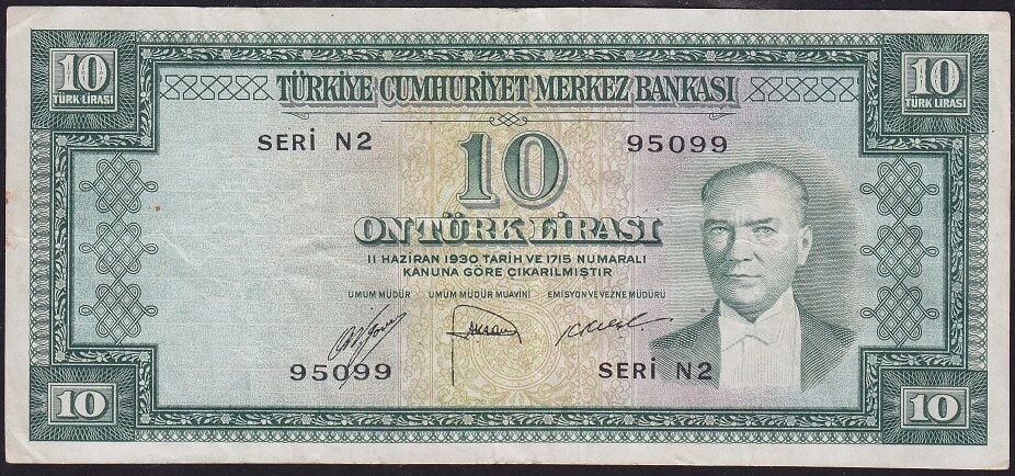 5.Emisyon 2.Tertip 10 Lira N2 95099 Çok Temiz+