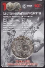 2023 Yılı 100.Yıl Tedavül Hatıra 5 Lira Çil Özel Kapamalı