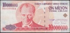 7.Emisyon 10 000 000 Lira B53 577514 Çok Temiz