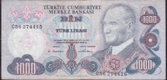 6.EMİSYON 1.TERTİP 1000 LİRA C56 274415 ÇOK TEMİZ +