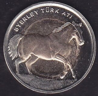 2014 Tarihli1 Lira Byerley Türk Atı Bimetal Hatıra Para ( Lekeler Var )