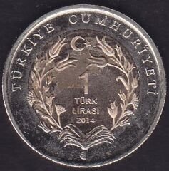 2014 Tarihli1 Lira Byerley Türk Atı Bimetal Hatıra Para ( Lekeler Var )