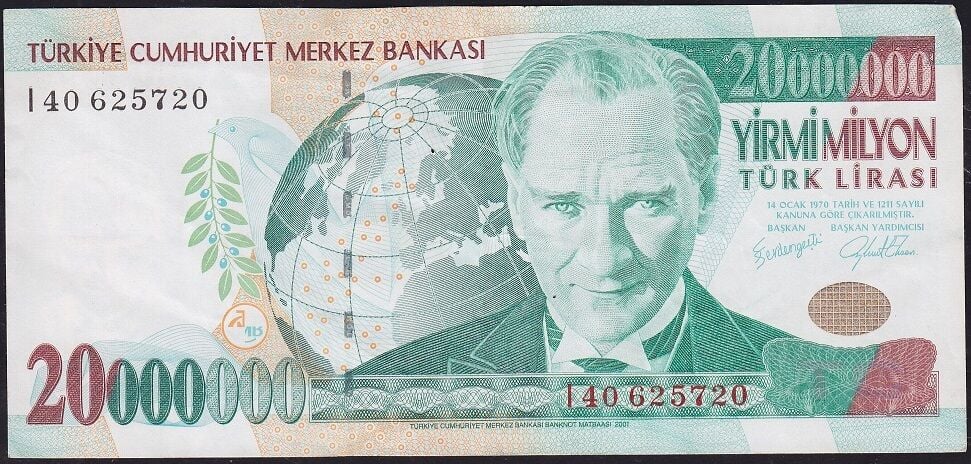 7.Emisyon 20 000 000 Lira I40 625720 Çok Temiz+