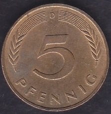 Almanya 5 Pfennig 1988D