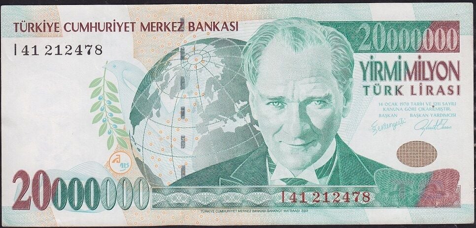 7.Emisyon 20 000 000 Lira I41 212478 Çok Çok Temiz