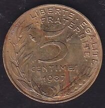 Fransa 5 Centimes 1987
