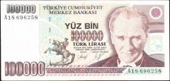 7.Emisyon 1.Tertip 100000 Lira A18 696258 Çok Temiz