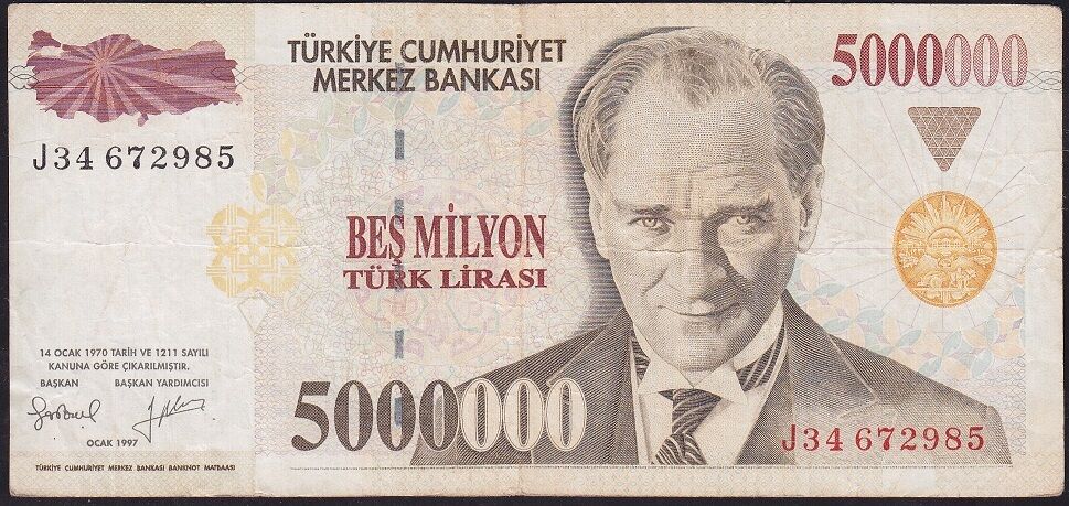 7.Emisyon 5 000 000 Lira J34 672985 Çok Temiz