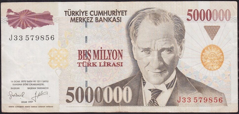 7.Emisyon 5 000 000 Lira J33 579856 Çok Temiz+