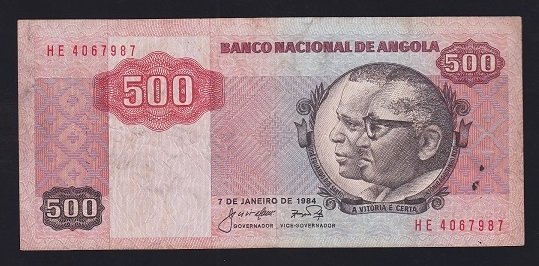 Angola 500 Kwanzas 1984 Çok Temiz Pick120a