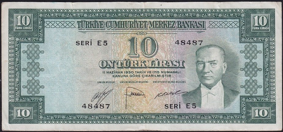 5.Emisyon 1.Tertip 10 Lira E5 48487 Çok Temiz +