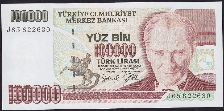 7.Emisyon 3.Tertip 100000 Lira J65 622630 Çilaltı Çil