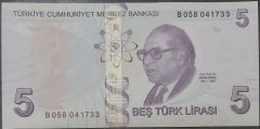 9.Emisyon 2.Tertip 5 Lira B058 041733 Çil