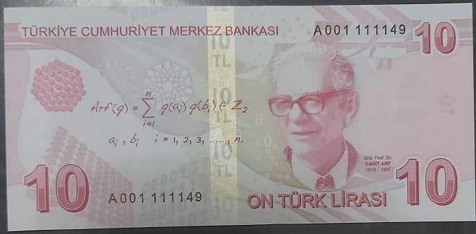 9.Emisyon 1.Tertip 10 Lira A001 111149 Çil