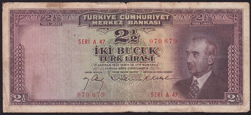 3.Emisyon 2.5 Lira A47 070679 Temiz