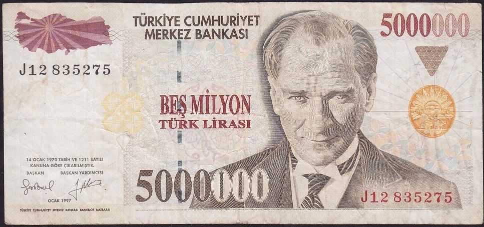 7.Emisyon 5 000 000 Lira J12 835275 Çok Temiz