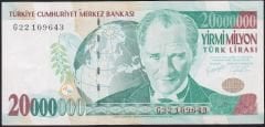 7.Emisyon 20 000 000 Lira G22 109643 Çok Temiz+