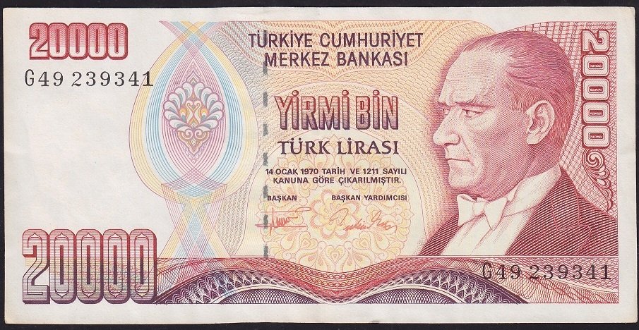 7.Emisyon 2.Tertip 20000 Lira G49 239341 Çok Temiz+