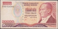 7.Emisyon 2.Tertip 20000 Lira G44 616982 Temiz