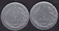 1965 Yılı 1 Lira (Ters Düz Takım)