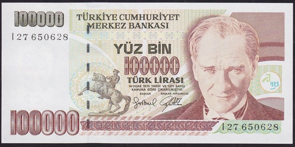 7.Emisyon 3.Tertip 100000 Lira I27 650628 Çil