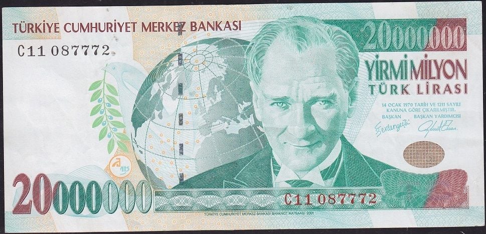 7.Emisyon 20 000 000 Lira C11 087772 Çok Çok Temiz+