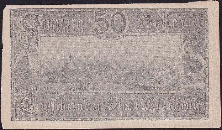 Avusturya 50 Heller Notgeld 1919 Çilaltı