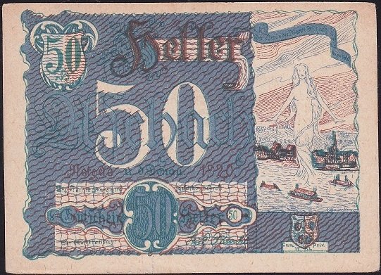 Avusturya 50 Heller Notgeld 1920 Çilaltı