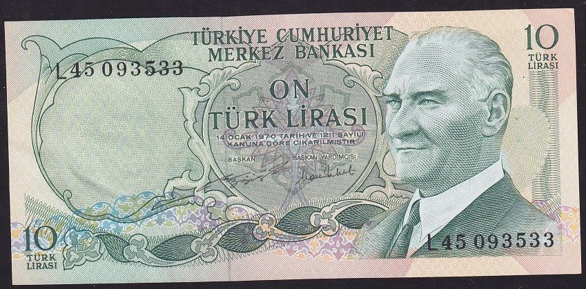 6.Emisyon 2.Tertip 10 Lira L45 093533 Çilaltı