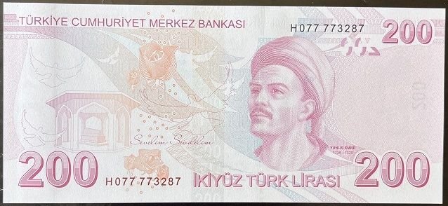 9.Emisyon 8.Tertip 200 Lira H077 773287 Çil