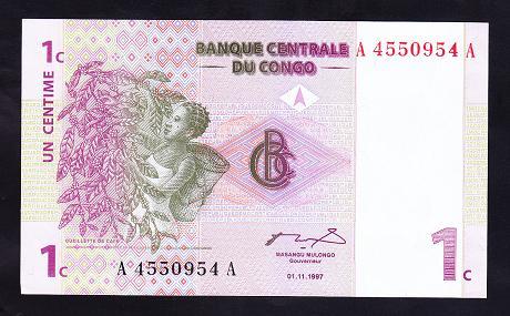 KONGO 1 Cent 1997 Çil Pick 80